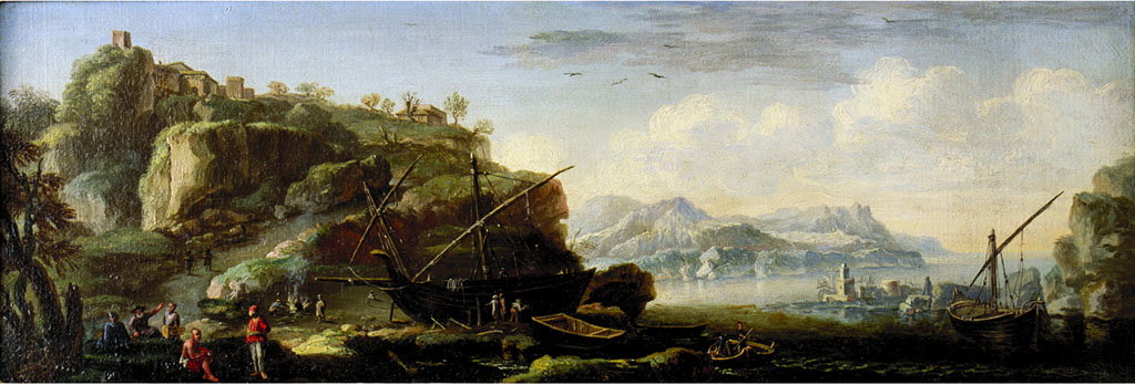 paesaggio marino (dipinto) by Manglard Adrien (cerchia) (secc. XVII/ XVIII)